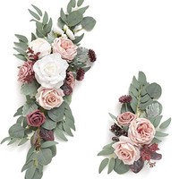 Grandes fleurs artificielles pour arche de mariage, lot de 2, arrangement floral de roses, décoration de fond pour cérémonie intérieure/extérieure (plastique rose)