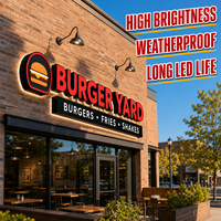 Letras de Canal LED con Iluminación Frontal Personalizadas con Logotipo Acrílico 3D para Letreros de Tiendas, Restaurantes y Cafés al Aire Libre