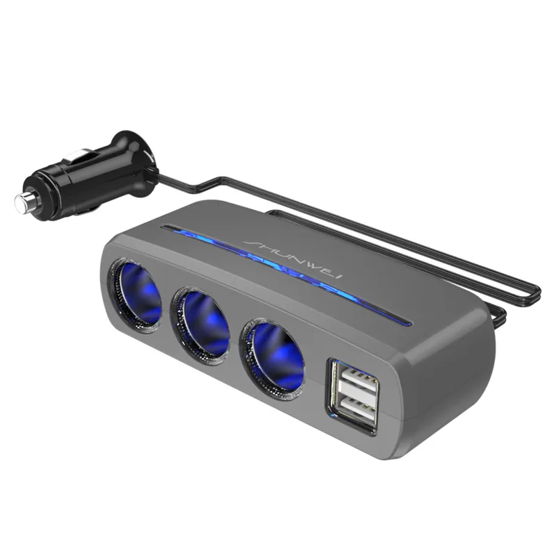 Directe d'usine Dc 12v Triple Prise de Courant 3 Voies Usb Port Allume-cigare Splitter étui à cigarettes avec briquet usb