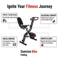 Equipo de Fitness 5 en 1, Bicicleta de Ejercicio Plegable con Resistencia Magnética para Fisioterapia, Gimnasio, Culturismo y Ejercicio en Casa