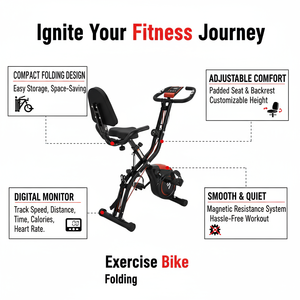Équipement <span class=keywords><strong>de</strong></span> fitness 5 en 1, vélo d'exercice pliable à résistance magnétique pour la physiothérapie, la musculation et la remise en forme à domicile - Product Image 3