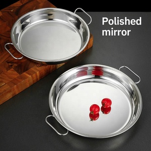 Assiettes à dîner de restaurant OEM Plateau à <span class=keywords><strong>pizza</strong></span> rond Plateau de cuisson léger en acier inoxydable Plats de service pour la restauration - Product Image 5