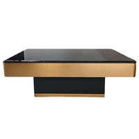 Meubles de salon modernes de luxe personnalisés, table basse carrée en marbre naturel clair, acier inoxydable, conçue pour les maisons et les villas