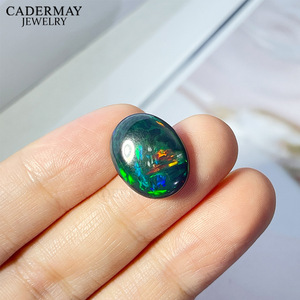 Cadermay Jewelry Natural Opal Cabochon Oval Orange Green Fire Gemstone With Certificate For Jewelry Making - Product Image 4