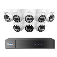 Hiseeu 5MP 8CH H.265 + PoE NVR Système de caméra de sécurité d'enregistrement de vision nocturne audio bidirectionnelle 8pcs Caméra CCTV étanche extérieure IP