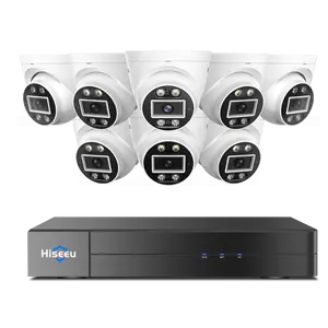 Hiseeu 5MP 8CH H.265+ PoE NVR 2 Way Audio Night Vision Recording Security Camera System 8pcs IP Outdoor Waterproof CCTV Camera