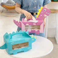 Boîte à bonbons en carton en forme de dinosaure pour fête d'anniversaire d'enfant, idéale pour l'emballage alimentaire et l'impression par estampage