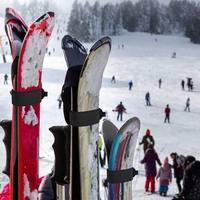 Sangle de fixation de ski extérieure avec boucle auto-agrippante, en tissu de plongée SBR épaissi, coussinet de protection, sangle de fixation de ski réglable, double fixation de ski