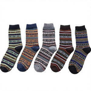 Lot de 5 paires de chaussettes en laine tricotée style nordique, respirantes, décontractées, style national rétro pour homme - Product Image 3