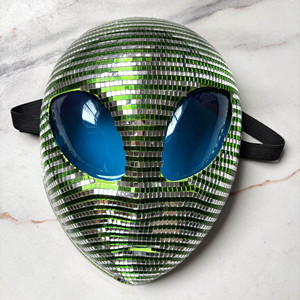 Masque de fête Halloween <span class=keywords><strong>Alien</strong></span> Disco Mirror Glitter, masque de costume - Product Image 1