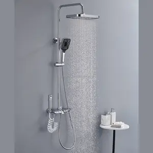 Laiton chromé salle de bain robinets de douche montage mural noir pistolet gris Kit de douche pluie bain et douche ensemble de mélangeur