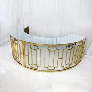 Muebles de restaurante de lujo Mesa de <span class=keywords><strong>Bar</strong></span> redonda Hotel personalizado Marco de metal Diseño de mostrador de barra para la venta - Product Image 1
