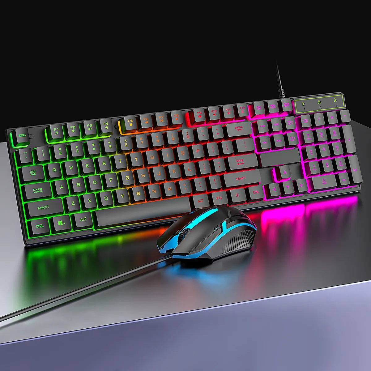 COUSO Wholesale Custom Gamer Keyboard Teclado Backlit RGB Mechanical Keyboard Mouse Computer Gaming Keyboard and Mouse Combos