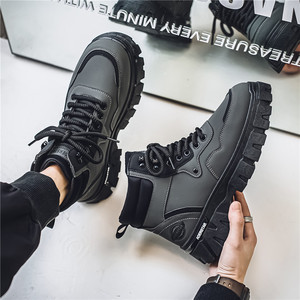 2026 New Chelsea Boots <strong>Ankle</strong> <strong>Bootie</strong> Men's Shoes Winter Lace-up Retro Thick-Soled Height-Increasing Sneakers Motorcycle Work Mesh - Product Image 4