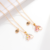Ensemble de bijoux pour enfants : Collier et boucles d'oreilles élégants pour les fêtes, avec bracelet, en alliage de zinc plaqué or arc-en-ciel, classique, 6 ensembles