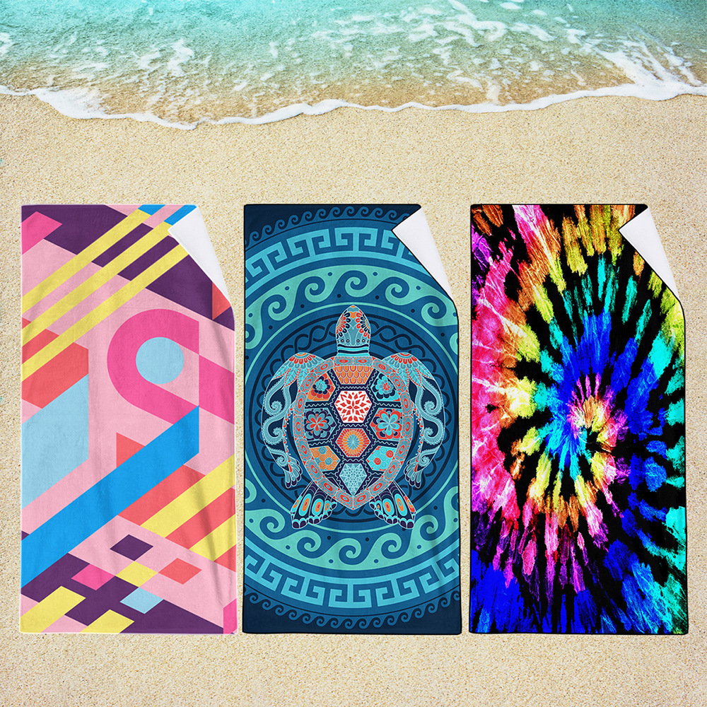 Free Design Custom Beach towel Strand tuch mit Logo Custom Print Schneller Versand Sommer Große Strand tuch Mikro faser Großhandel