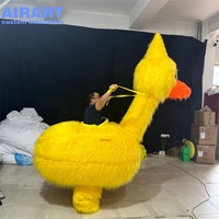 Costume gonflable d'autruche jaune sur mesure avec housse en peluche longue, tenue de mascotte d'oiseau de dessin animé gonflable pour défilé, à porter par une personne