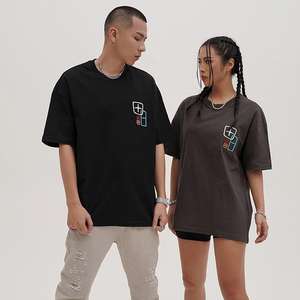 Camiseta de Hombre de Algodón Grueso de Alta Calidad con Cuello Redondo y Logotipo Bordado Personalizado de Talla Grande - Product Image 2