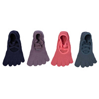 Chaussettes de yoga à bout ouvert et à lanières pour femme, en coton tricoté antidérapant, pour Pilates, Barre, entraînement, sans couture, pour l'intérieur, été, avec revers, ODM