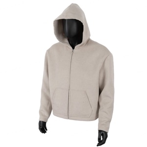 TOPSHOW Custom Solid Heavyweight Cotton Oversized Blank Zipper Woolen Hoodies for Men - Product Image 1