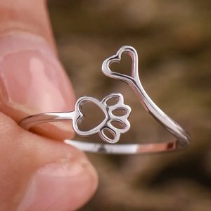 Anello regolabile a forma di cuore con zampa di gatto, grazioso gioiello da dito a forma di animale, regalo per studentesse e donne, da indossare tutti i giorni. - Product Image 6