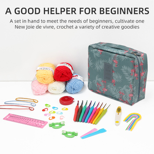 Ensemble d'aiguilles à crocheter avec sac de voyage en plastique pour fil, marqueurs de mailles, outils de tricot multicolores, étui de rangement à fermeture éclair pour travaux d'aiguille DIY - Product Image 4