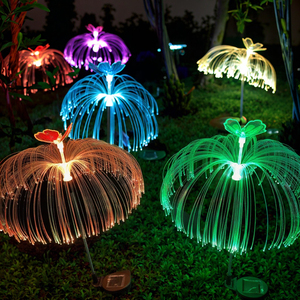 Nhà Máy được thiết kế năng lượng mặt trời Powered LED sợi quang Vườn cỏ đèn không thấm nước bướm sứa thiết kế với IP65 đánh giá - Product Image 1