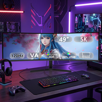 Moniteur de jeu incurvé ultra-large 49 pouces 5K 32:9 de qualité supérieure, 120 Hz, temps de réponse de 1 ms, 118 % sRGB pour PC Gaming