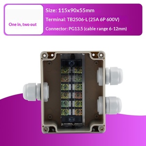 115x90x55mm <b>Waterproof</b> Junction <b>Box</b> One-in-two-out 25A Terminal Block PG13.5 Cable Gland Enclosure Terminal <b>box</b> - Product Image 2