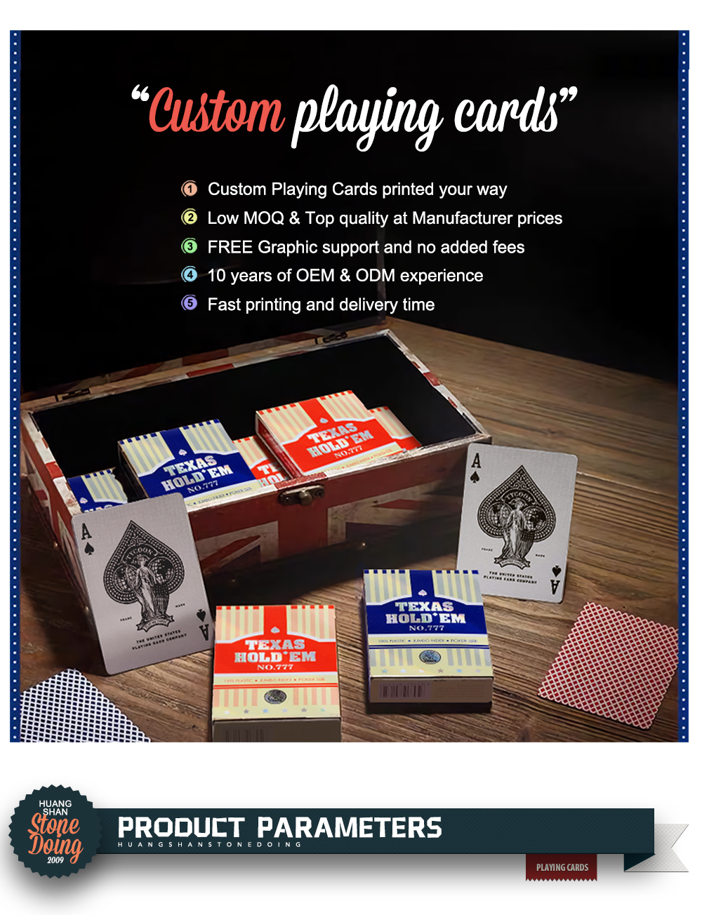 Cheap Shipping Tuck Box Poker Size Good Printing Flash Card Game Custom Logo Playing Card