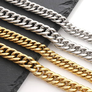 Cadena Cubana para Hombre, Acero Inoxidable, 8.5mm, Chapado en Oro, Doble Capa, Collar y Pulsera, Joyería de Moda DIY, Origen Zhejiang - Product Image 4