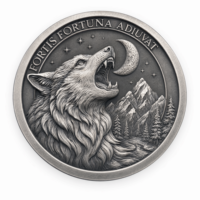 Pièce commémorative en métal personnalisée avec logo, motif loup antique, vente en gros, offre spéciale, directement de l'usine, pièce embossée de haute qualité