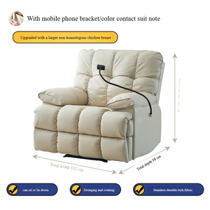 Fauteuil inclinable électrique de luxe moderne pour salon, canapé de relaxation individuel capitonné, mobilier de siège confortable et design à bascule - Product Image 5