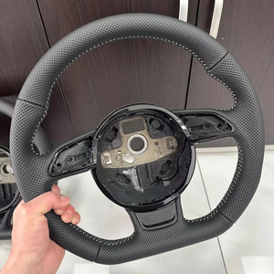 Volante Deportivo de Cuero para Automóvil, Totalmente Perforado, con Base Plana, para Audi A3 A4 A5 S4 S5 Q3 Q5 Q7 2012-2025 - Product Image 1