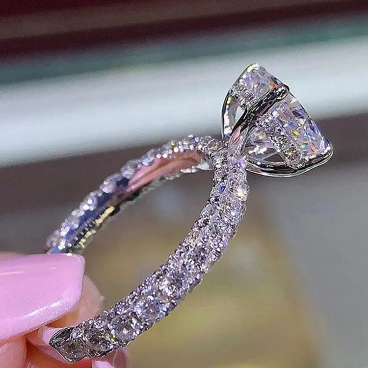 Anelli di fidanzamento per matrimonio da donna gioielli anello classico con diamanti