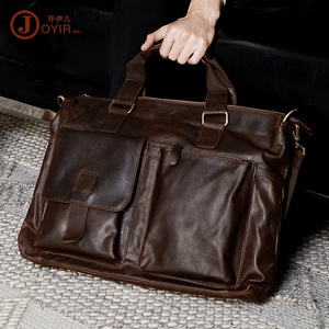 Joyir Genuine Leather Briefcase 17 Inch Men's Business <b>Laptop</b> Bag Multi-functional Shoulder Crossbody Bag - Product Image 1