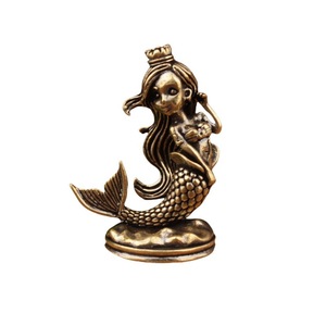 Figurine de sirène en laiton, 2 pièces, décoration de maison, ornement cadeau - Product Image 5