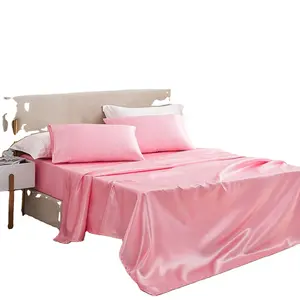 Fabrik OEM heißer Verkauf Luxus rosa Farbe glatte natürliche Kühlung 100% Seide Satin Bettwäsche Bezug Set Queen-Size-Bettwäsche
