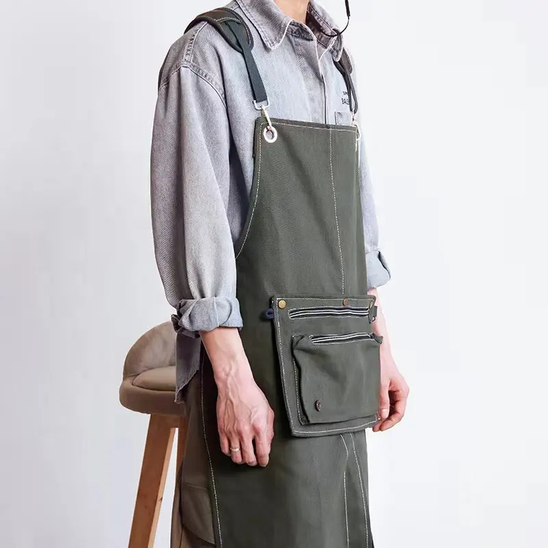 Fashionable and Novel New Design Canvas Apron Can Become Bag For Coffee Shop and Kitchen Aprons
