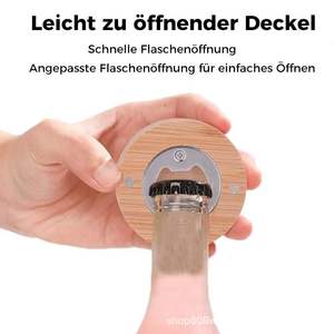Abridor de Botellas Redondo de Madera, Imán Magnético de Acero Inoxidable para Refrigerador, Color Madera Natural, con Opción de Impresión de Logotipo - Product Image 3