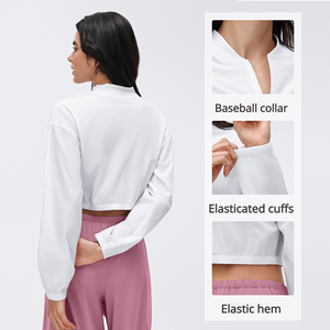 Veste courte sexy révélant la taille, veste de <span class=keywords><strong>fitness</strong></span> décontractée pour femme, couleur unie, polyvalente, légère et respirante - Product Image 3