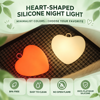 Veilleuse LED Cœur Blanc Chaud Dimmable 3000K, Autonomie 35H, Couleurs Changeantes, Design Mignon, Matériau Silicone ABS, Contrôle Tactile