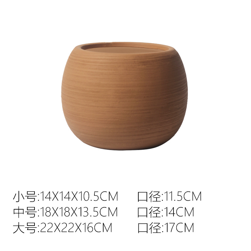 Pot de fleur terre brossée orange foncé Ak354-sans plateau