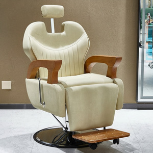 Fauteuil de Barbier Moderne Hydraulique Inclinable pour Salon, Siège Rembourré pour Studio de Coiffure avec Accoudoirs en Bois - Product Image 3