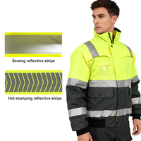 Traje de Trabajo Impermeable, Cortavientos, de Alta Visibilidad, Reflectante, con Forro Térmico de Poliéster, Chaqueta y Pantalones para Trabajo en Todo Tipo de Clima