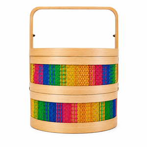 Panier en bambou tressé avec poignée, panier de rangement et de courses coloré fait à la main pour la maison, le marché et la décoration - Product Image 5
