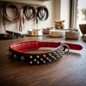 Collar de cuero acolchado para perro, accesorio exclusivo hecho a mano, con pinchos y tachuelas de flores, fabricante de decoración - Product Image 3