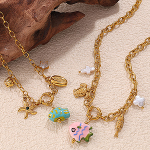 Collar con Colgante de Estrella de Mar con Temática Oceánica, Acero Inoxidable, Chapado en Oro de 18K, Joyería de Playa para Mujer, Collar de Cadena a la Moda - Product Image 2