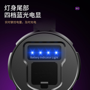 Linterna LED Portátil de Mano con Indicador de Batería de 4000mAh, Luz de Zoom para Pesca y Detección de Escorpiones al Aire Libre - Product Image 1