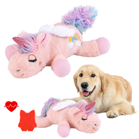 Jouets en peluche pour chien avec simulation de battement de cœur de licorne, compagnon de sommeil, jouet apaisant pour chien, anti-anxiété